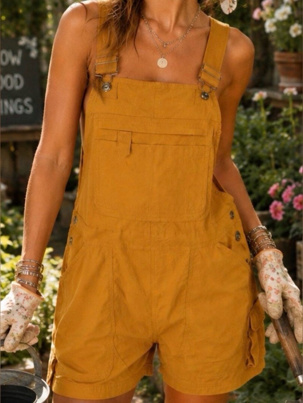 NWOT Duluth Utility Short Overalls Romper Mustard Yellow (Retired) (S)